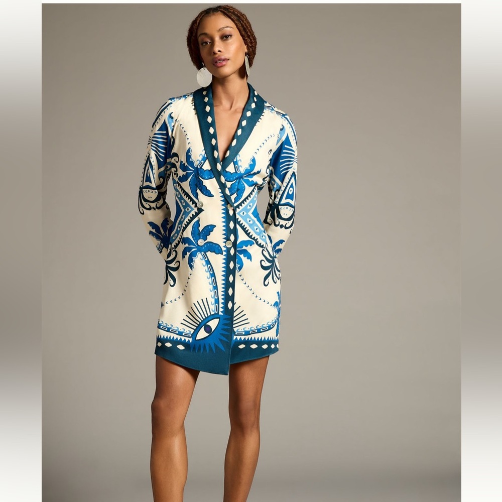 NWT Farm Rio Anthropologie Long-Sleeve Blazer Dress